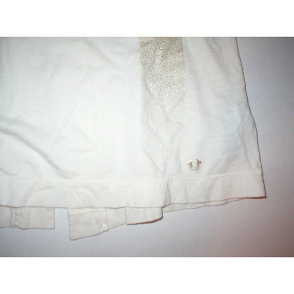 New Womens Designer True Religion Gold Metallic Beige M Tank Top Tunic Soft Moda - Picture 3 of 6